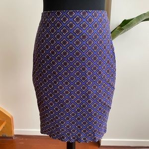 Express Blue Mosaic Tile Pattern Pencil Skirt Sz 0